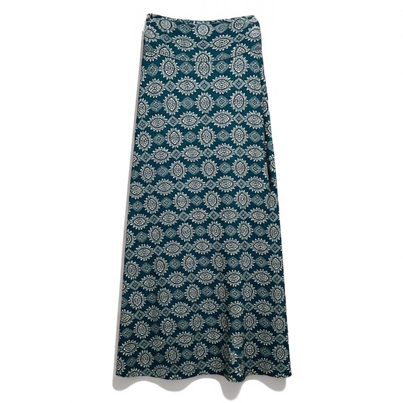 MARKET & SPRUCE STICH FIX Boho Maxi Skirt S Teal Medallion Hippie Tribal Coastal - Picture 2 of 9